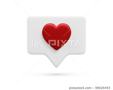 3d realistic bubble with red heart isolated on white background. Vector illustration 99026493