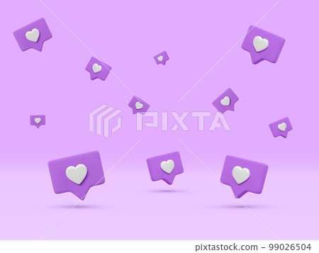 3d realistic conceptual banner of notifications on light background.Flying social media like icons in different position and various size. Vector illustration 3d realistic conceptual banner of notifications on light background.Flying social media like icons in different position and various size. Vector illustration 99026504