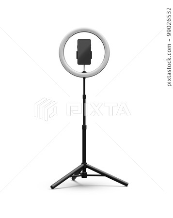 3d realistic phone on tripod with light bulb. Live stream concept. Vector illustration 99026532