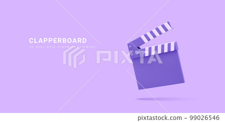 3d realistic clapperboard isolated on light background. Vector illustration 99026546