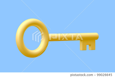 3d realistic golden key isolated in blue background. Vector illustration 99026645