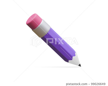 3d realistic pencil isolated on white background. Render pencil for education, writing or drawing concept. Vector illustration 99026649