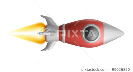 Red realistic rocket isolated on white background. Vector illustration 99026820