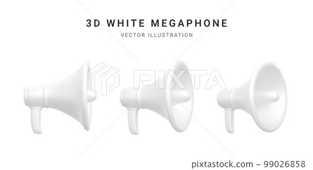 Set of 3d plastic megaphonesisolated on white background. Vector illustration Set of 3d plastic megaphonesisolated on white background. Vector illustration 99026858