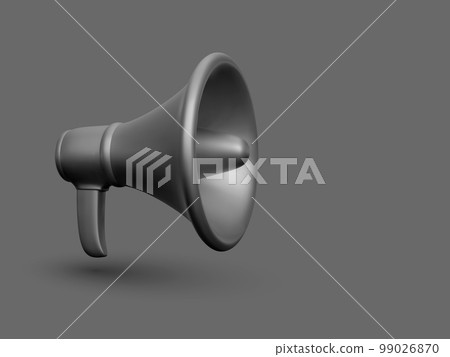 3d realistic black plastic megaphone marketing concept. Vector illustration 99026870