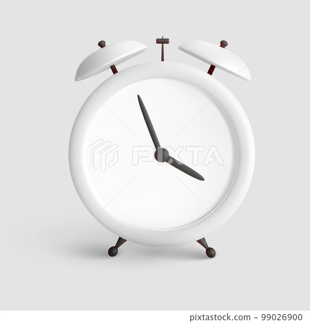 White alarm clock isolated on light background. Vector illustration 99026900