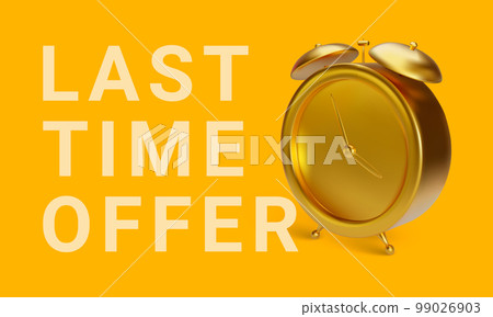 Gold alarm clock. Concept sale banner. Vector illustration Gold alarm clock. Concept sale banner. Vector illustration 99026903