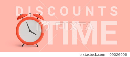 Vintage alarm clock. Concept sale banner. Vector illustration Vintage alarm clock. Concept sale banner. Vector illustration 99026906