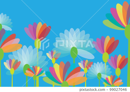 Illustration of abstract flower multi color on blue background. 99027046