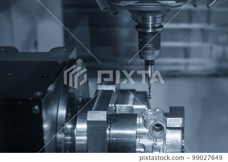 The CNC milling machine tapping process at automotive aluminum part. The CNC milling machine tapping process at automotive aluminum part. 99027649