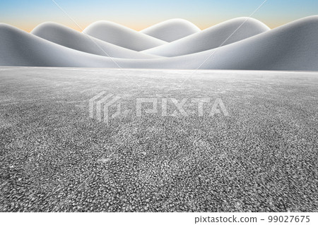 低視角抽象混凝土建築與寬闊無人瀝青路面 低視角抽象混凝土建築與寬闊無人瀝青路面 99027675