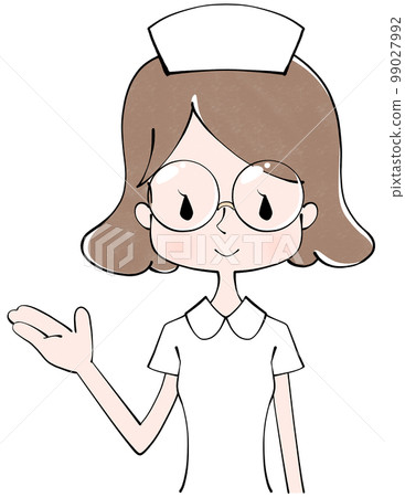 Illustration of a nurse (female) who guides you here 99027992