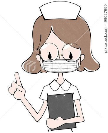 戴口罩向上的護士(女)插圖 戴口罩向上的護士(女)插圖 99027999