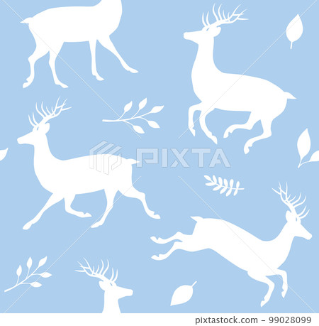 Vector seamless pattern of deer and leaves Vector seamless pattern of deer and leaves 99028099