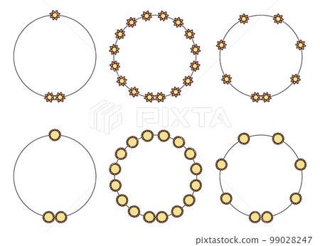 Circle frame decoration element with flowers clip art 12 99028247
