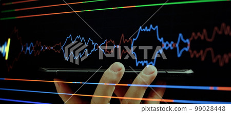 Technical analysis on the monitor of a computer. Fundamental and technical analysis concept. Technical analysis on the monitor of a computer. Fundamental and technical analysis concept. 99028448