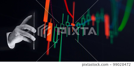 Charts of financial instruments for technical analysis. Stock trading market background as concept. 99028472