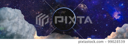 Panorama Earth from space .Extremely detailed image including elements furnished by NASA. Panorama Earth from space .Extremely detailed image including elements furnished by NASA. 99028539