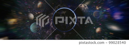 Panorama Earth from space .Extremely detailed image including elements furnished by NASA. Panorama Earth from space .Extremely detailed image including elements furnished by NASA. 99028540