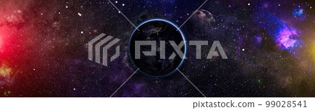 Panorama Earth from space .Extremely detailed image including elements furnished by NASA. Panorama Earth from space .Extremely detailed image including elements furnished by NASA. 99028541