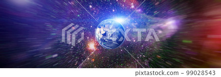 Panorama view universe space. Cosmic landscape, Planet Earth from space Elements of this image furnished by NASA 99028543