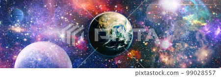 Earth and galaxies in space.Horizontal view for a glass panels . Template banner , Elements furnished by NASA . Earth and galaxies in space.Horizontal view for a glass panels . Template banner , Elements furnished by NASA . 99028557