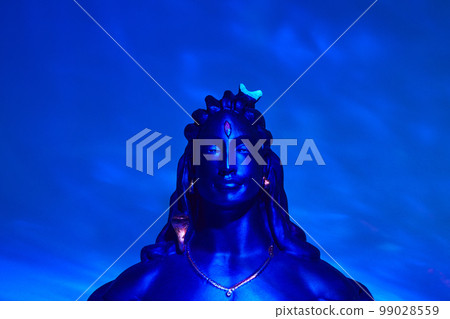Maha Shivratri, Lord Shiva on blue background. Maha Shivratri, Lord Shiva on blue background. 99028559
