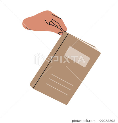 Hands hold a set of literature, books for reading, learning, dictionaries, encyclopedias, planners. 99028808