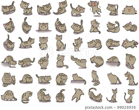 [Set] Cute illustrations of tabby cats / 48 animals 99028938