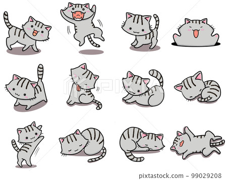 [Set] Cute illustrations of mackerel cats (3) / 12 animals 99029208