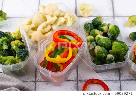 Different frozen vegetables. Food storage. 99029271