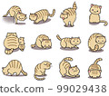 [Set] Cute illustrations of brown tabby cats ②/12 animals 99029438