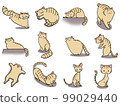 [Set] Cute illustrations of brown tabby cats ④/12 animals 99029440