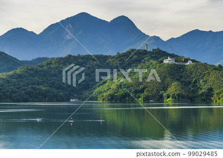 The scenery of Sun Moon Lake in the morning. it's a famous attraction in Nantou, Taiwan. 99029485
