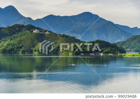 The scenery of Sun Moon Lake in the morning. it's a famous attraction in Nantou, Taiwan. 99029486