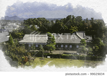 靜岡縣掛川市水彩風格的掛川城行宮 靜岡縣掛川市水彩風格的掛川城行宮 99029834