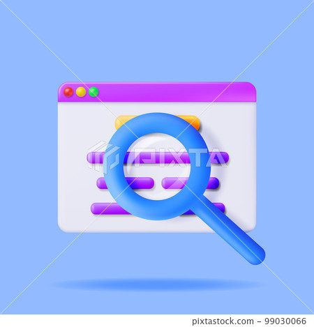 3D Browser Window and Magnifying Glass 99030066