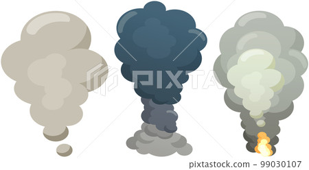 Boom and flame splash. Big bang, destruction effect and smoke. Explosion, danger explosive material 99030107