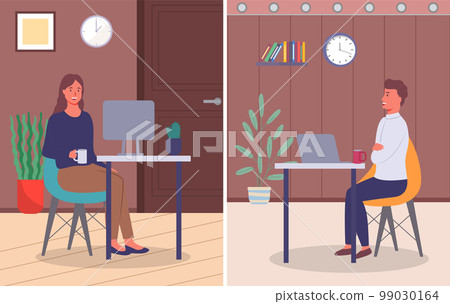 Office workers. Co-workers. Colleagues discuss project teamwork. Office staff work and communication Office workers. Co-workers. Colleagues discuss project teamwork. Office staff work and communication 99030164