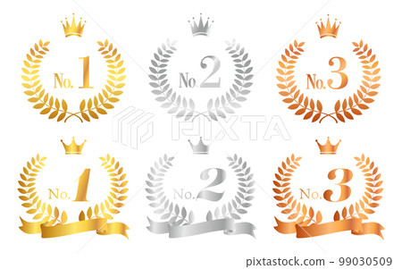 Laurel, crown and ribbon ranking mark icon illustration set 99030509