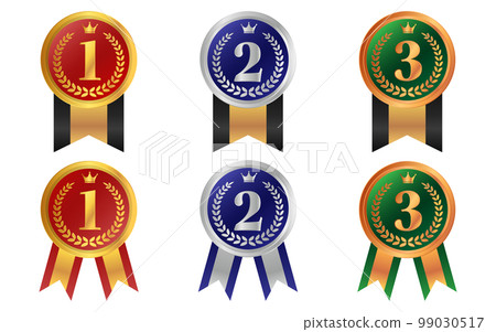 Medal combining laurel, crown and ribbon Gold Silver Bronze 99030517