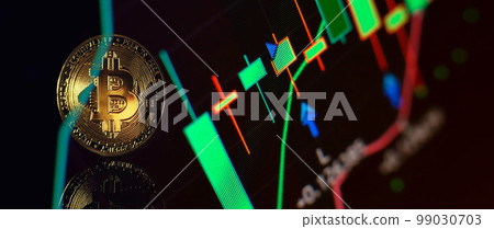 Bitcoin is convenient payment in global economy market. Virtual digital currency and financial investment trade concept. 99030703