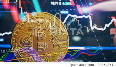 Bitcoins and New Virtual money. Bitcoin mining. Finance management concept. Money trading. Digital trade. Profit and loss graph. Crypto buy and sell. Bitcoins and New Virtual money. Bitcoin mining. Finance management concept. Money trading. Digital trade. Profit and loss graph. Crypto buy and sell. 99030834