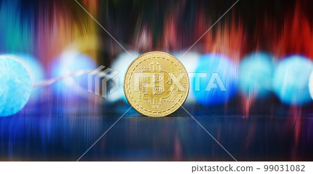 Bitcoin Stock Growth. Chart shows a strong increase in the price of bitcoin. Bitcoin gold coin and defocused chart background. Virtual cryptocurrency concept. Bitcoin Stock Growth. Chart shows a strong increase in the price of bitcoin. Bitcoin gold coin and defocused chart background. Virtual cryptocurrency concept. 99031082
