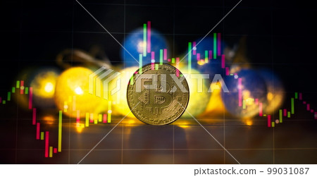 Investment platform with charts and bitcoin coin. Bitcoin BTC Cryptocurrency Coins. Stock Market Concept. Investment platform with charts and bitcoin coin. Bitcoin BTC Cryptocurrency Coins. Stock Market Concept. 99031087