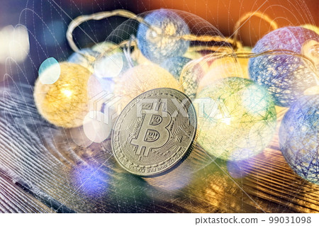 Technical graph of Bitcoin in futuristic concept . Golden bitcoins standing on circuit board, cryptocurrency concept. Technical graph of Bitcoin in futuristic concept . Golden bitcoins standing on circuit board, cryptocurrency concept. 99031098