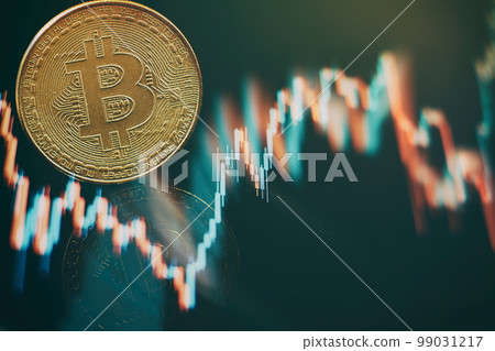 Bitcoin Stock Growth. Chart shows a strong increase in the price of bitcoin. Investing in virtual assets. Bitcoin Stock Growth. Chart shows a strong increase in the price of bitcoin. Investing in virtual assets. 99031217