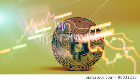 Bitcoin Stock Growth. Chart shows a strong increase in the price of bitcoin. Investing in virtual assets. Bitcoin Stock Growth. Chart shows a strong increase in the price of bitcoin. Investing in virtual assets. 99031218