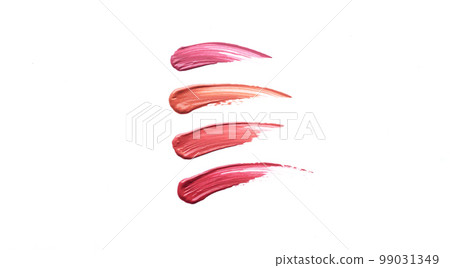 Lip gloss or lipstick swatches smudge samples isolated on white background 99031349