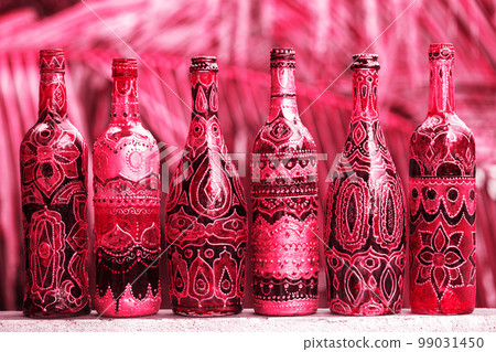 Glass Painted Bottles, toned in pink Glass Painted Bottles, toned in pink 99031450